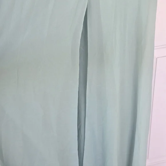 City Studio Elegant Teal Maxi Dress  Sz 1 Pearl Sleeve Cowl Neck Slit  Holiday - Picture 11 of 16